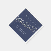 Navy Blue Script Merry Christmas Custom Servet (Hoek)