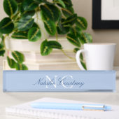 Navy Blue Script minimalistisch twee monogram Naambordje