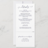 Navy Blue Script Minimalistische All-in-One Trouws Kaart (Achterkant)