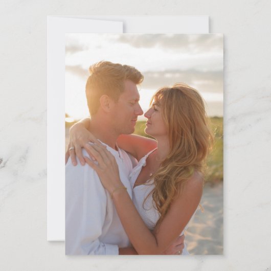 Navy Blue Script Modern Simple Photo Wedding Kaart (Achterkant)