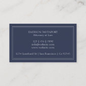 Navy Blue Script Monogram | Minimalistisch Visitekaartje (Achterkant)