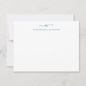 Navy Blue Script Monogram Modern Swash Stationery Notitiekaartje (Voorkant)