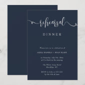 Navy Blue Script Rehearsal Dinner Invitation Kaart (Voorkant / Achterkant)