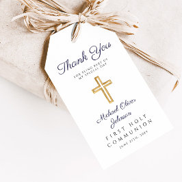 Navy Blue Script Religious Boy First Community Cadeaulabel