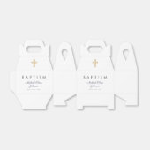 Navy Blue Script Religious Cross Boy Baptisme Bedankdoosjes (Uitgevouwen)