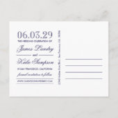 Navy Blue Script Save the Date Aankondigingskaart (Achterkant)