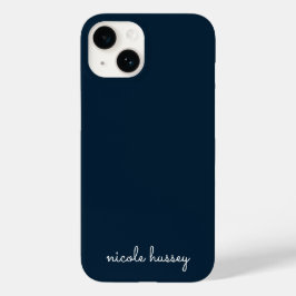 Navy Blue Script | Stijlvol Monogram Modern Case-Mate iPhone 14 Hoesje