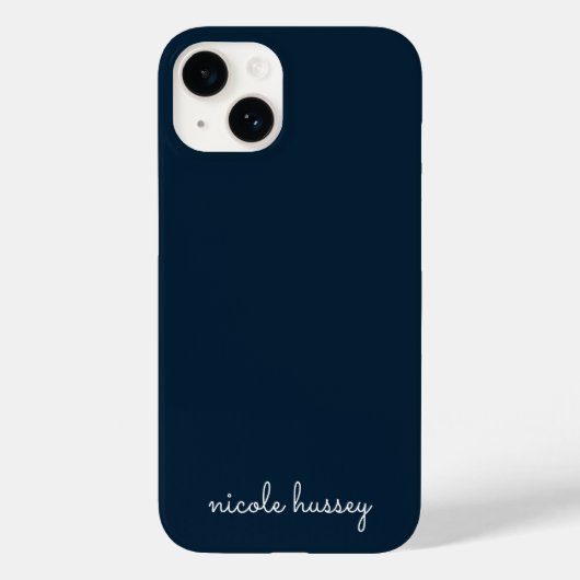 Navy Blue Script | Stijlvol Monogram Modern Case-Mate iPhone Case (Achterkant)