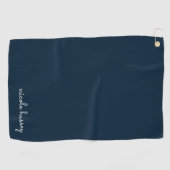 Navy Blue Script | Stijlvol Monogram Modern Golfhanddoek (Horizontaal)