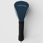 Navy Blue Script | Stijlvol Monogram Modern Golfheadcover (Voorkant)