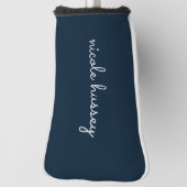 Navy Blue Script | Stijlvol Monogram Modern Golfheadcover (Draai 90)