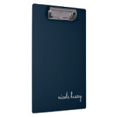 Navy Blue Script | Stijlvol Monogram Modern Klembord (Rechts)