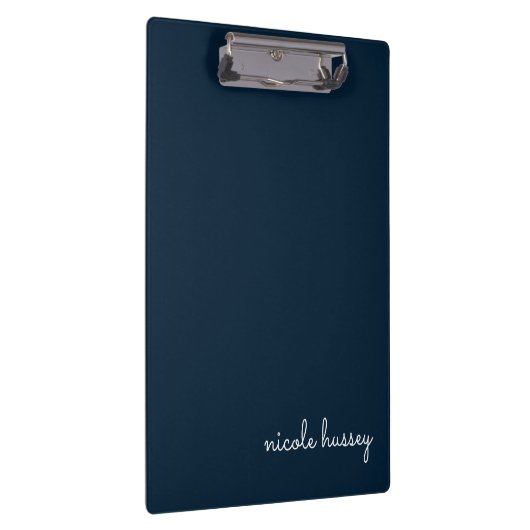 Navy Blue Script | Stijlvol Monogram Modern Klembord (Rechts)