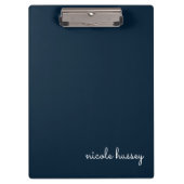 Navy Blue Script | Stijlvol Monogram Modern Klembord (Voorkant)