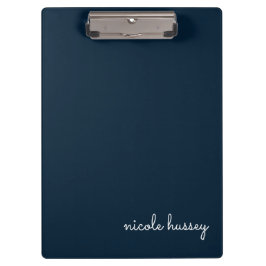 Navy Blue Script | Stijlvol Monogram Modern Klembord