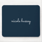 Navy Blue Script | Stijlvol Monogram Modern Muismat (Voorkant)