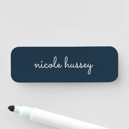 Navy Blue Script | Stijlvol Monogram Modern Naamplaatje (In situ)