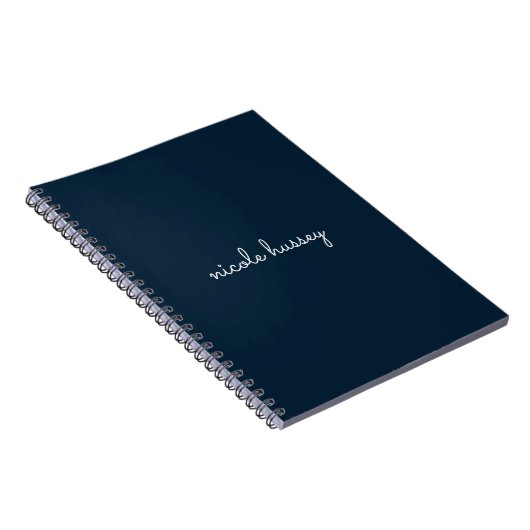 Navy Blue Script | Stijlvol Monogram Modern Notitieboek (Rechterzijde)