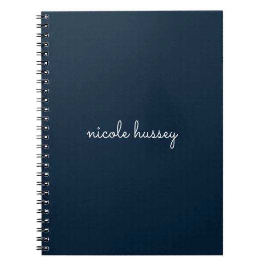 Navy Blue Script | Stijlvol Monogram Modern Notitieboek (Voorkant)