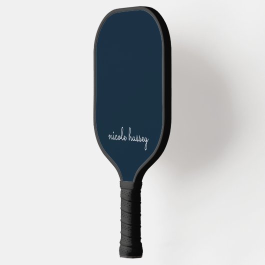 Navy Blue Script | Stijlvol Monogram Modern Pickleball Paddle (Links)