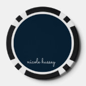 Navy Blue Script | Stijlvol Monogram Modern Poker Chips (Achterkant)