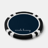 Navy Blue Script | Stijlvol Monogram Modern Poker Chips (Enkel)