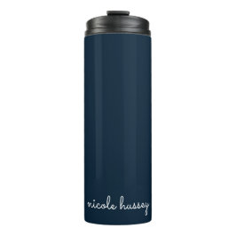 Navy Blue Script | Stijlvol Monogram Modern Thermosbeker