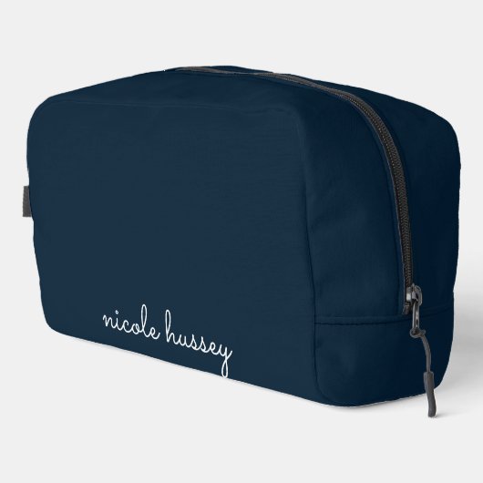 Navy Blue Script | Stijlvol Monogram Modern Toilettasje (Rechterhoek)