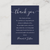 Navy Blue Script Weddenschap Plaatskaartje (Voorkant)