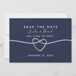 Navy Blue Script Weddenschap Save The Date