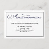 Navy Blue Script Wedding Accommodatie Kaart (Voorkant)
