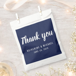 Navy Blue Script Wedding Favor Bags Bedankzakje