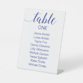 Navy Blue Script Wedding Zitting Grafiek Reclamebord Met Voetstuk (Voorkant)