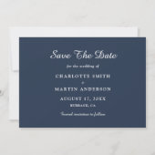 Navy Blue Script Weduwfoto Save the Date Cards (Achterkant)