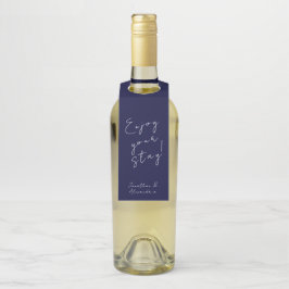 Navy Blue Script Welcome Message Bottle Hanger Lab