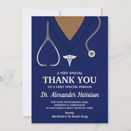 Navy Blue Scrubs Medical Professional Dank u Bedankkaart (Voorkant)