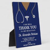 Navy Blue Scrubs Medical Professional Dank u Fotoplaat (Zijkant)