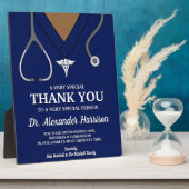 Navy Blue Scrubs Medical Professional Dank u Fotoplaat (Zijkant)