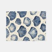 Navy Blue Sea schelpen patroon Fleece Deken (Voorkant (Horizontaal))