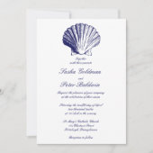 Navy Blue Sea Shells Weddenschap Kaart (Voorkant)
