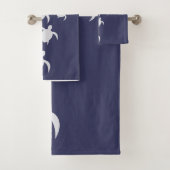 Navy Blue Sea Turtle Bathroom Hand Towel Bad Handdoek (Insitu)