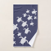 Navy Blue Sea Turtle Bathroom Hand Towel Bad Handdoek (Handdoek)