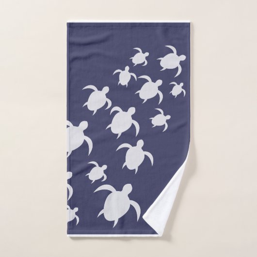 Navy Blue Sea Turtle Bathroom Hand Towel Bad Handdoek (Handdoek)