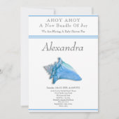 Navy Blue Seahorse Ahoy is een Boy Baby shower (Voorkant)