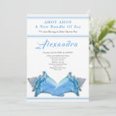 Navy Blue Seahorse Ahoy is een Boy Baby shower (Staand voorkant)