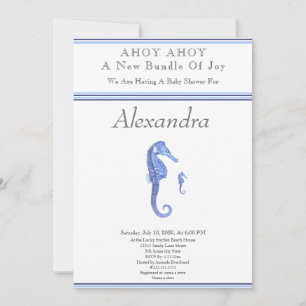 Navy Blue Seahorse Ahoy is een jongen Baby shower