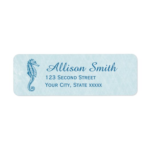 Navy Blue Seahorse Beach Return Address Labels (Voorkant)