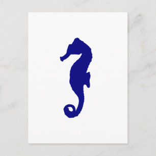 Navy Blue Seahorse Briefkaart