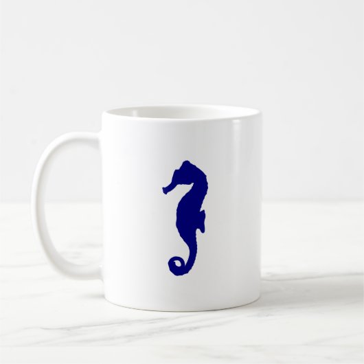 Navy Blue Seahorse Koffiemok (Links)