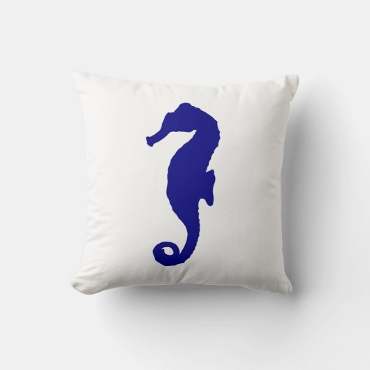 Navy Blue Seahorse Kussen (Voorkant)